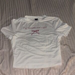 White T-Shirt with Pink Print
